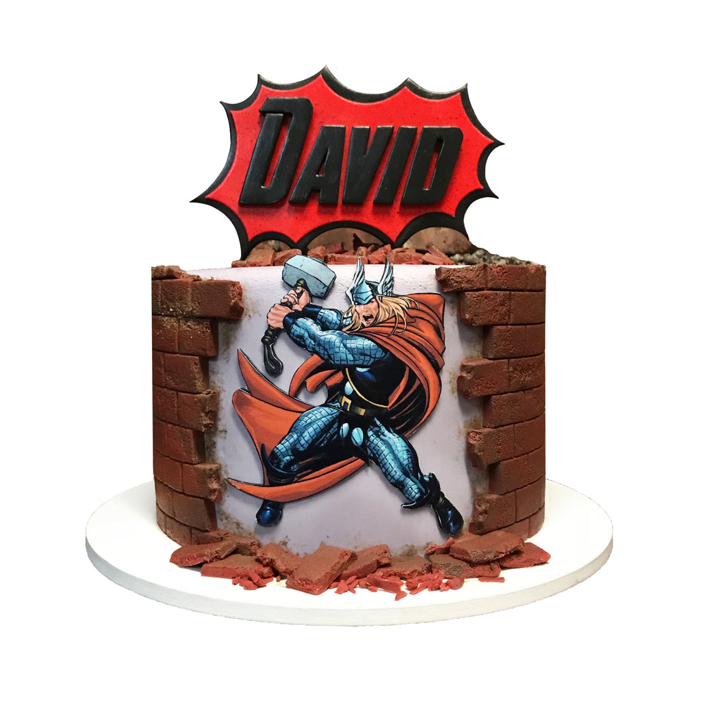 Thor Comes Crashing Cake