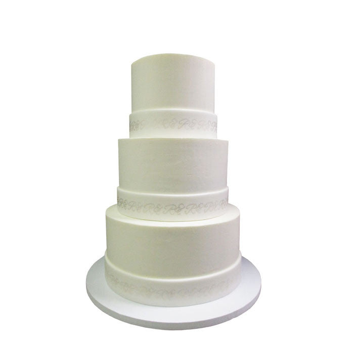 Ivory Metallic Initial Cake